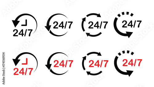 24 7 service icons vector eps10.