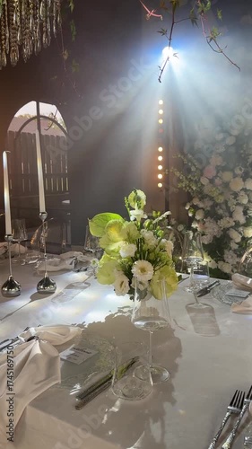 Candlelit Wedding Table With Elegant Floral Centerpiece Video