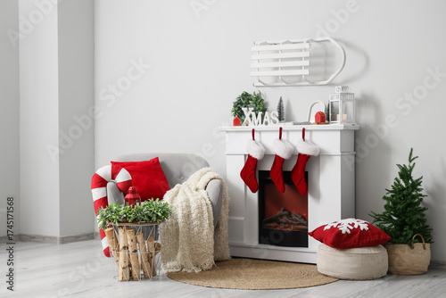 Interior of festive living ...