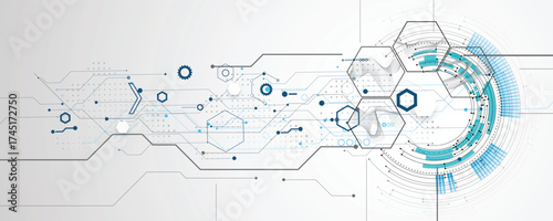 Abstract circuit technology dynamic digital matrix with floating binary code elements background