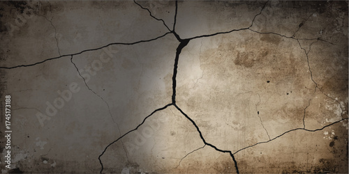 Old, cracked concrete wall background with grunge texture and broken plaster surface pattern.