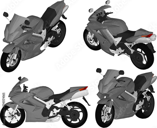 Vector sketch illustration of racing motorcycle design for racing in Trex race.