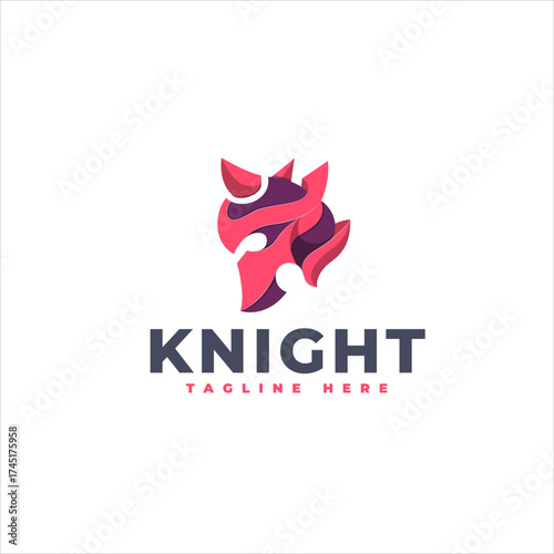 Modern Knight Helmet Creative Logo Template
