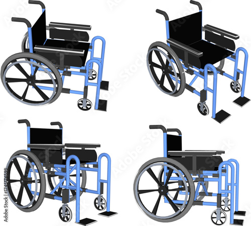 Vector sketch illustration of wheelchair design for disabled people who cannot walk