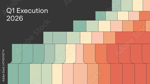 A graphic representation of q execution for the year twenty twenty six with colorful blocks arranged