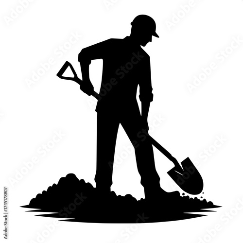 Construction Worker Holding Shovel Vector