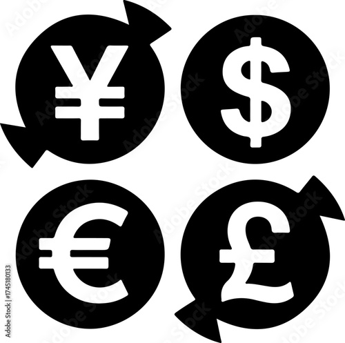 currency exchange silhouette vector illustration