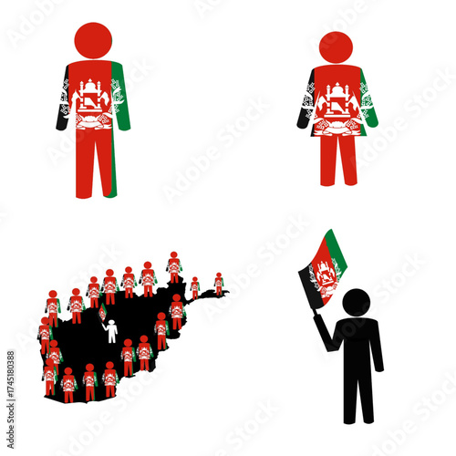 afghanistan map set collection unique civilian identitiy with flag designs.eps