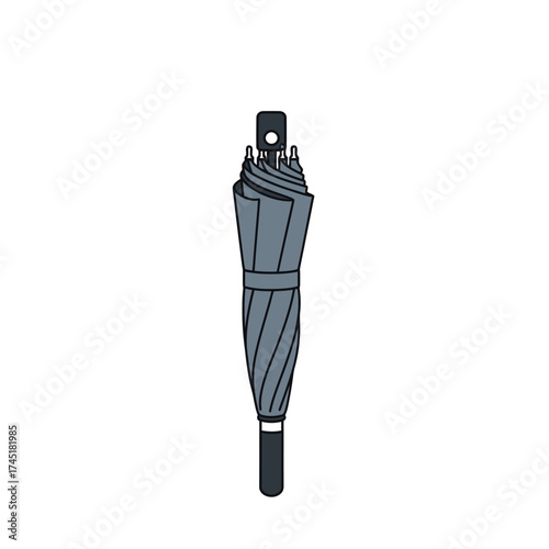 A neatly folded compact umbrella on a pristine white backdrop symbolizing weather protection and