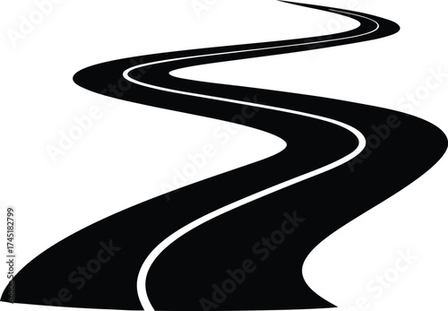 winding road icon, travel road symbol