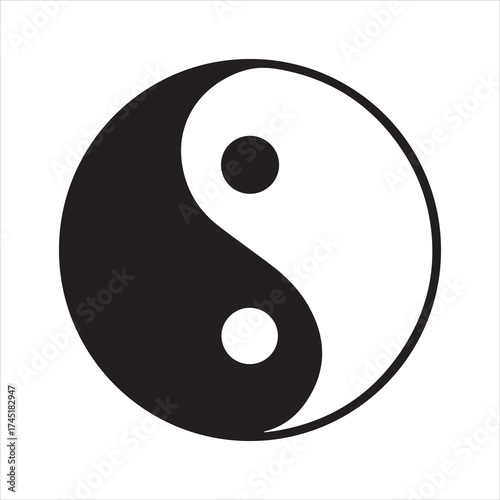 A simple yin and yang symbol on transparent background silhouette