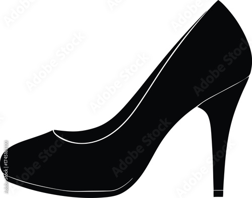 high heel silhouette vector, designer shoe illustration