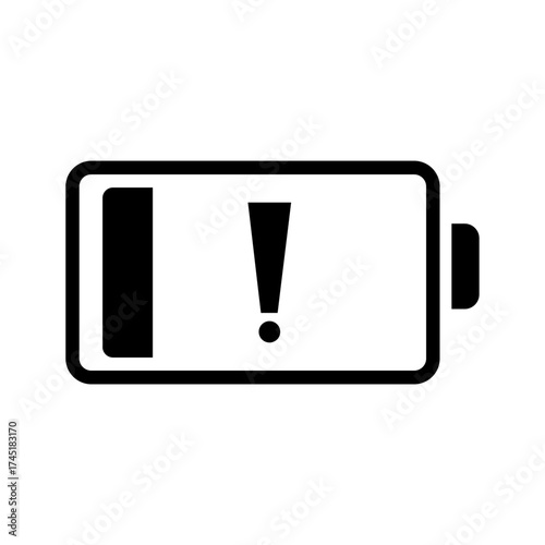 Low Battery Level Indicator Vector Icon | Low Battery Charge Status Symbol for Device Interface, Mobile Apps, and Power Depletion Graphics