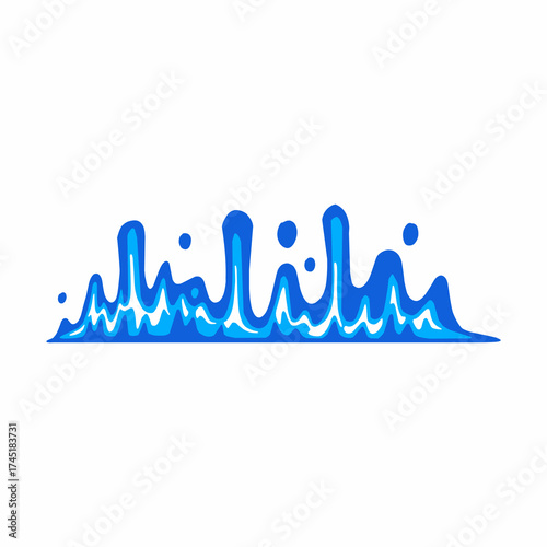 water cartoon vector, blue water flow, water flat vector illustration, abstract wave design, dynamic movement, fluid style, modern background element.