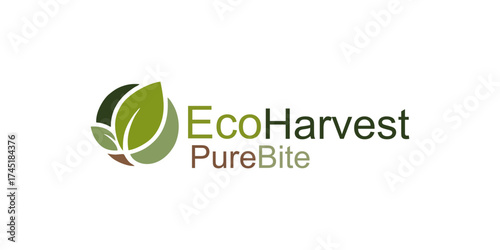 Eco-Friendly Food Brand Identity with Organic Leaves: Showcase your commitment to sustainable harvesting and pure, wholesome ingredients for a healthy lifestyle with this logo.