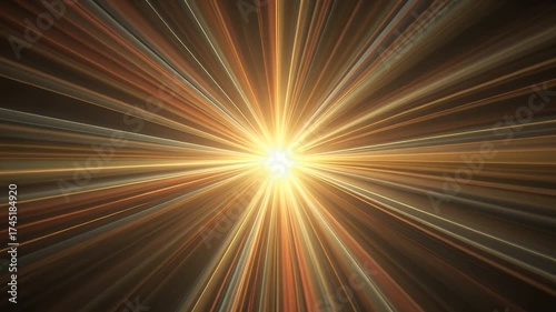 A Vibrant Burst of Golden and Orange Light Rays Emanating from a Bright Central Core