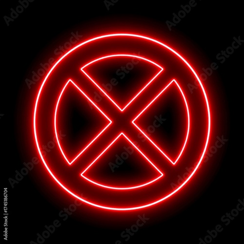 Neon red circle with a centered red 