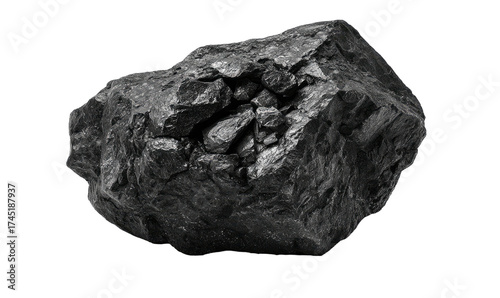 A close-up monochrome studio shot of a rough, textured piece of black material