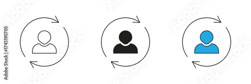 People Cycle Circle Line Icon. Vector icon set for people cycles. person, symbol, man, character,