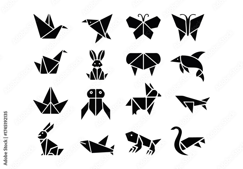 Tutorial Origami Icon Origami Icon Set Template Stock Template | Adobe Stock