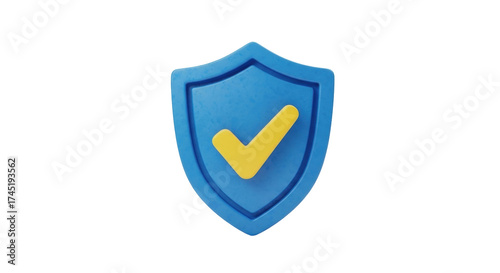 Free Download Isolated Blue Shield with Yellow Check Mark Emblem, Secure Protection, Approval Symbol, Trust Icon - GFXLoad