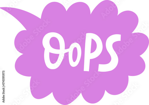 Oops word in purple speech bubble vector illustration