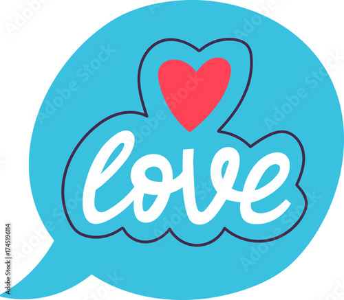 Love message in speech bubble design graphic element
