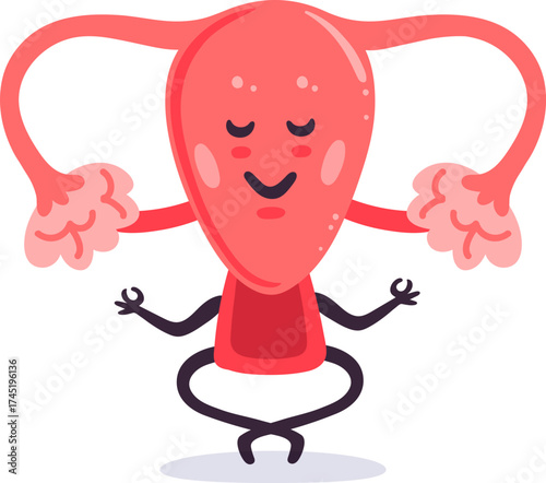 Female uterus organ meditating in yoga pose