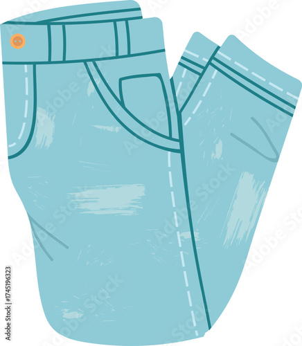 Folded blue denim jeans casual clothing concept