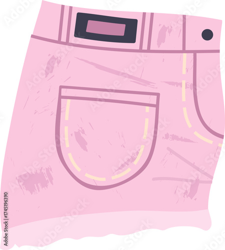 Pink denim shorts showing front pocket and belt loops