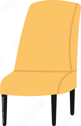 Yellow upholstered dining chair furniture vector illustration