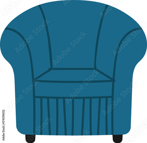Blue armchair doodle drawing providing comfort and relaxation