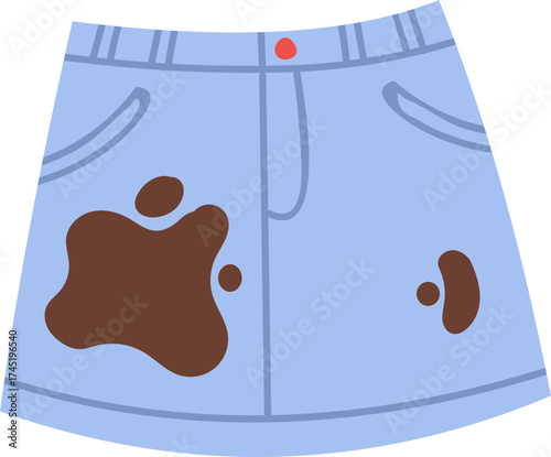 Blue skirt getting dirty with mud stains