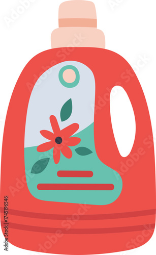 Laundry detergent bottle with floral scent illustration