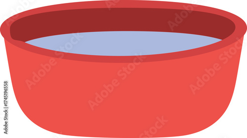 Red basin holding water for laundry or washing