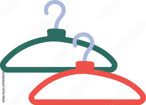 Two colorful clothing hangers vector illustration