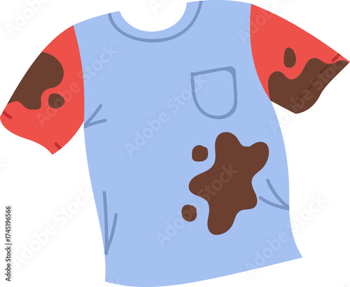 Dirty t shirt having mud stains cartoon