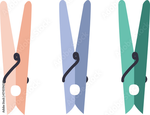 Colorful clothespins vector illustration for laundry and household chores
