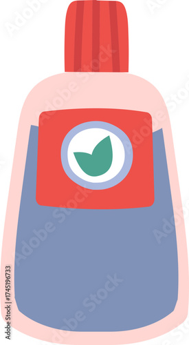 Mouthwash bottle with natural leaf logo illustration