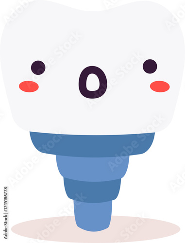 Cute dental implant character representing oral care