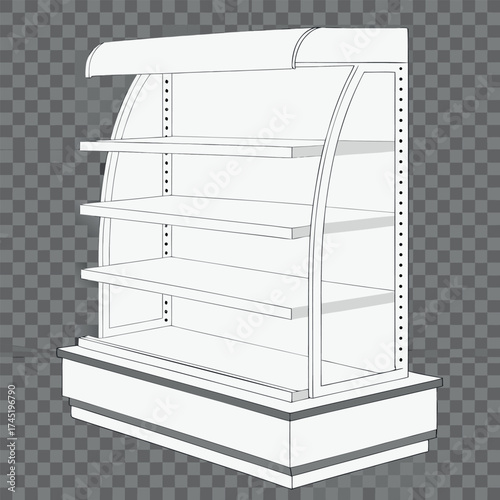 Clean photorealistic 3d render of an empty retail display shelf unit vector