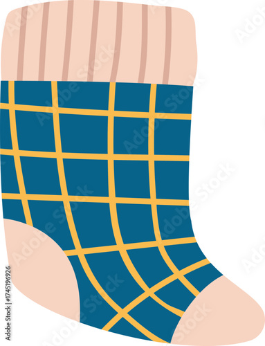 Plaid sock illustration representing warmth and comfort