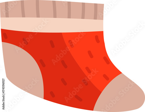 Red ankle sock illustration for warm cozy clothing