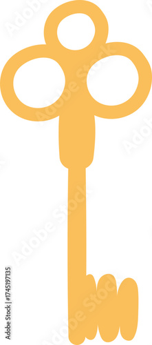 Golden skeleton key unlocking access to vintage secrets