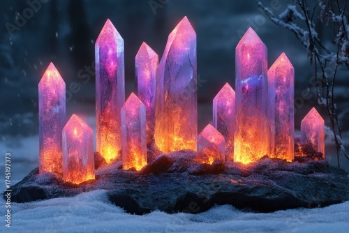 A cluster of sparkling crystals glistening in the light.