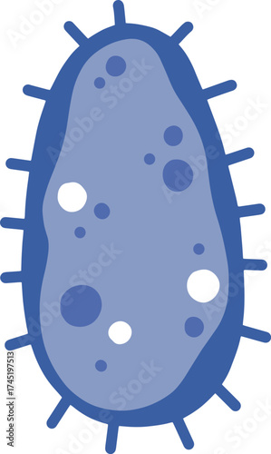 Blue cartoon bacterium illustration spreading disease and infection