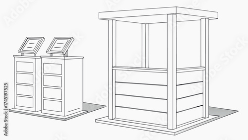 Hyper realistic 3d render of sleek rectangular display stands for product exhibition vector