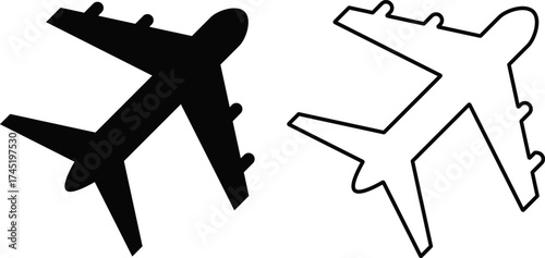 Airplane icon set. Flight transport symbol. Travel illustration. Holiday symbol
