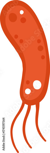 Red bacterium cell structure illustrating abstract microbiology