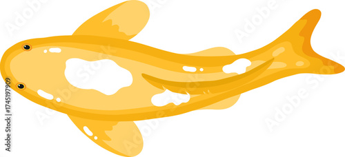 Golden koi fish swimming, elegant Japanese art style